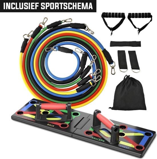 fitsly push up bord met resistance band set workout board incl fitness