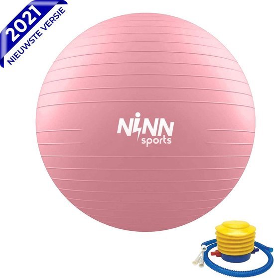 ninn sports yoga ball 65 cm van hoge kwaliteit incl pomp roze fitness bal