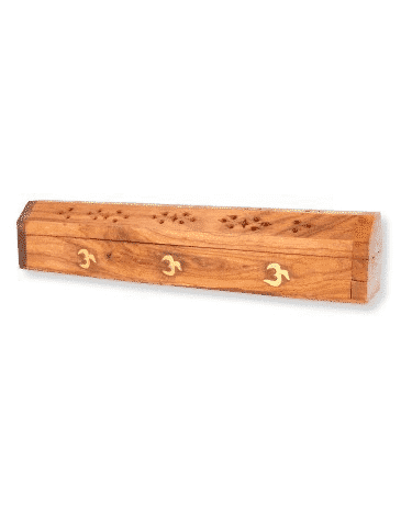 houten wierookdoos met koper ingelegd