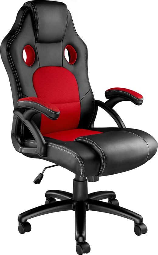 tectake bureaustoel tyson racingstoel zwart rood 403465