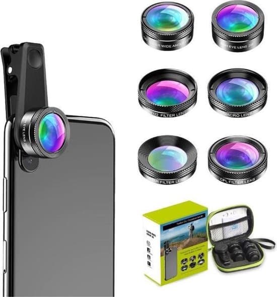 apexel universele 6 in 1 smartphone camera lens