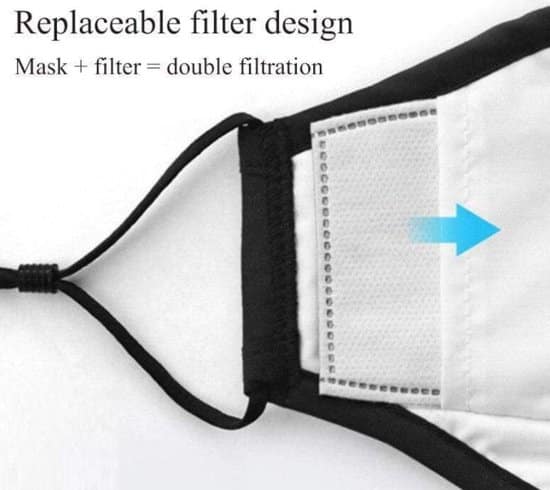 5 stuks mondkapjes katoen zwart inclusief 10 filters wasbaar mondmasker