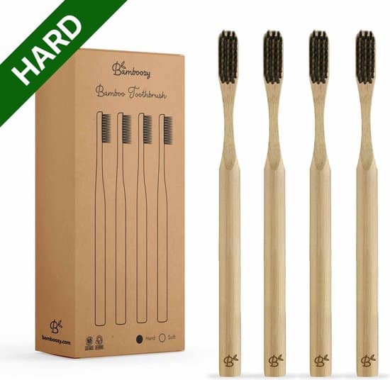 bamboozy bamboe tandenborstel met bamboe houtskool 4 stuks hard