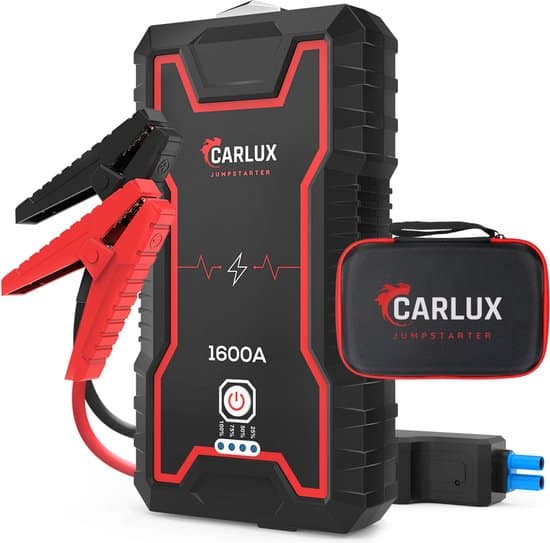 carlux krachtige 12v jumpstarter 16000 mah 1600a 7in1 startkabels met