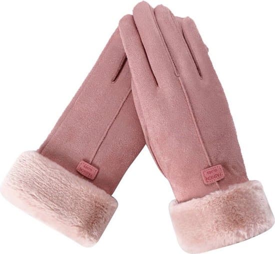 dames handschoenen extra zacht met wollen binnen voering roze