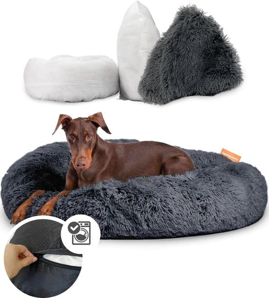 happysnoots donut hondenmand extra groot fluffy luxe hondenbed dog
