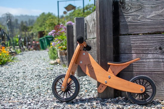kinderfeets houten loopfiets driewieler 2 in 1 tiny tot plus bamboe