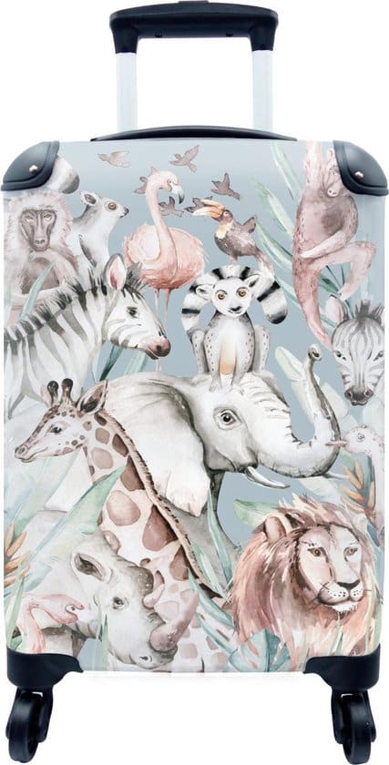 koffer aquarelverf dieren flamingo olifant 35x55x20 cm handbagage 2