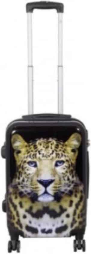 lichtgewicht reiskoffer valies polycarbonaat met unieke print leopard