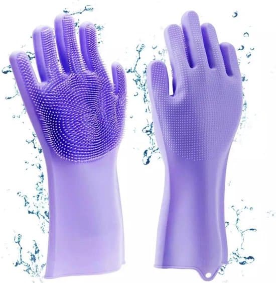 magic siliconen schoonmaak handschoenen met ingebouwde borstels