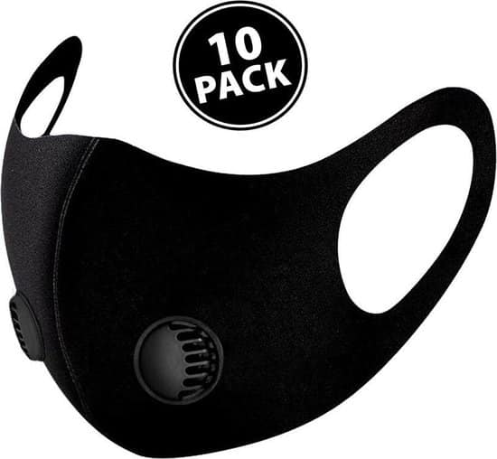 mondkapje 10 pack wasbaar mondkapje met dubbel adem ventiel filter niet