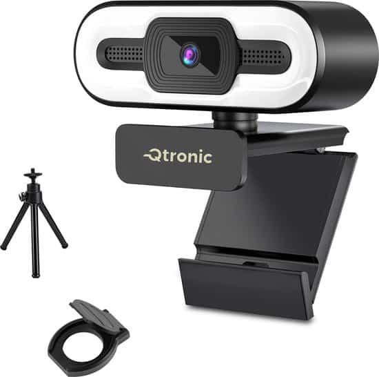 qtronic webcam voor pc webcam met microfoon en tripod webcam cover 1 1