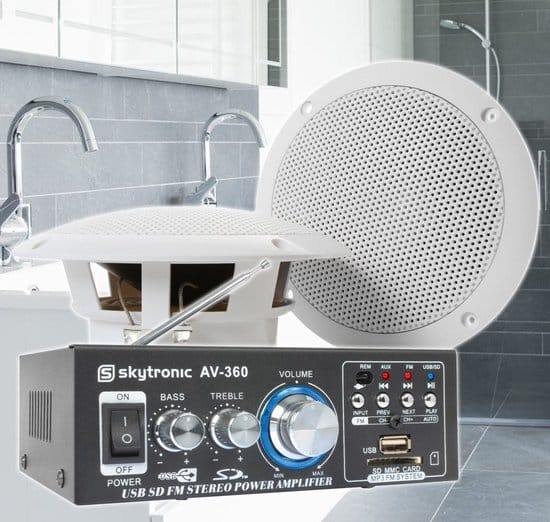 skytronic badkamer speakerset 5 incl versterker en 10 meter luidsprekerkabel 1