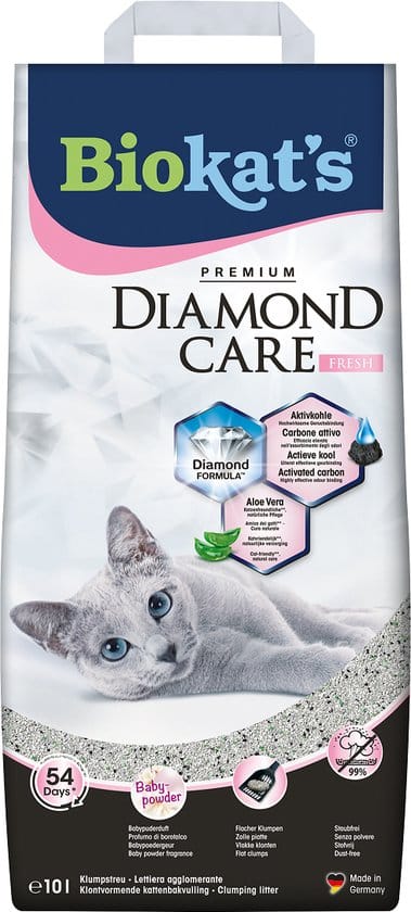 biokats diamond care fresh 10 l kattenbakvulling klontvormend
