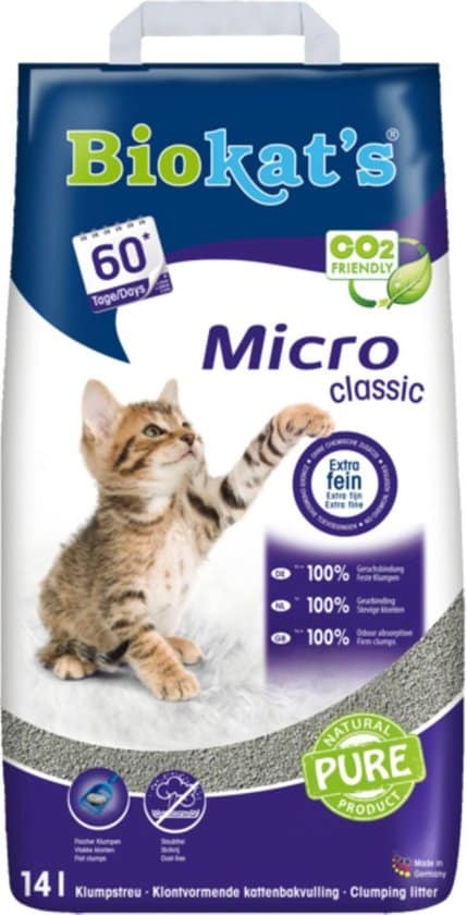 biokats micro classic 14 l kattenbakvulling klontvormend zonder geur