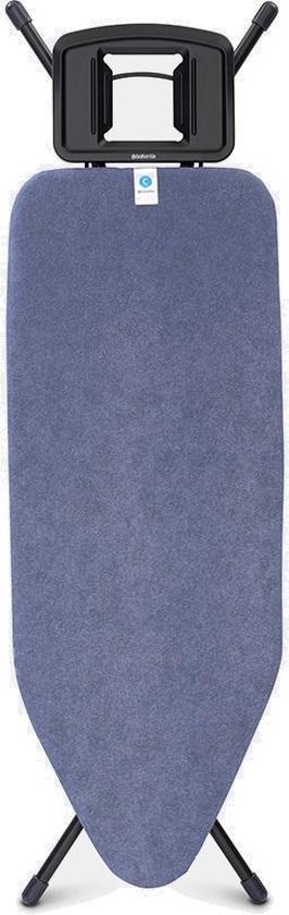 brabantia strijkplank c met strijkijzerhouder 124 x 45 cm denim blue
