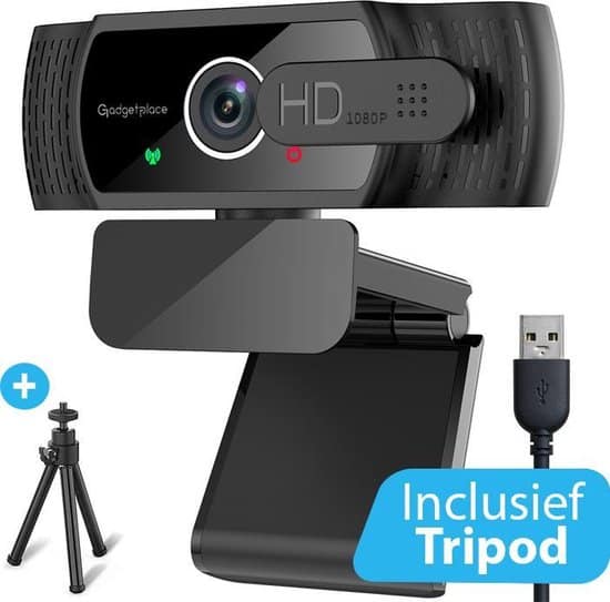 full hd pro webcam met ruisvrije microfoon incl tripod en webcam cover