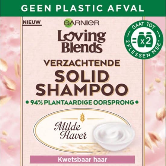 garnier loving blends solid shampoo bar milde haver 1 stuk voor kwetsbaar