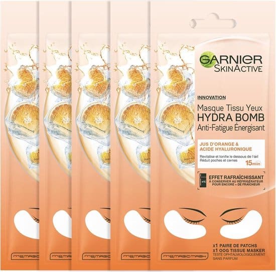 garnier skinactive tissue oogmasker 5 stuks sinaasappelsap en