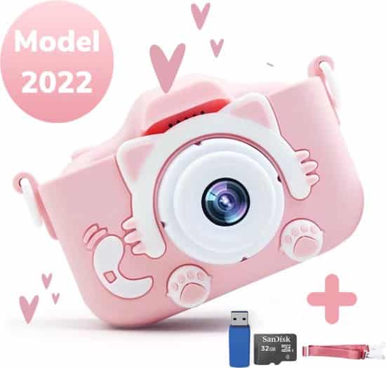 lifell digitale speelgoed kindercamera roze hd 1080p 32gb met foto en