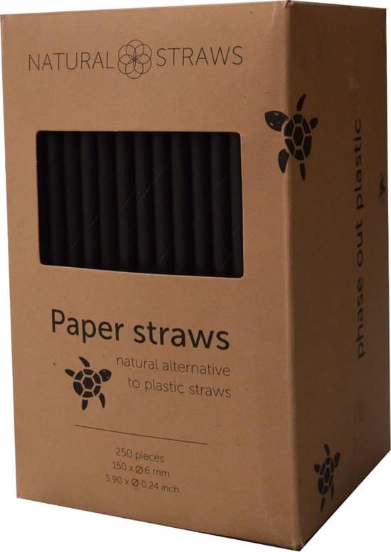 natural straws papieren cocktail rietjes zwart lengte 15cm 250 stuks