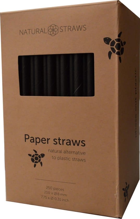 natural straws papieren rietjes zwart 250 stuks 20 cm 100