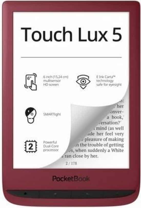 pocketbook touch lux 5 e book reader touchscreen 8 gb wi fi rood