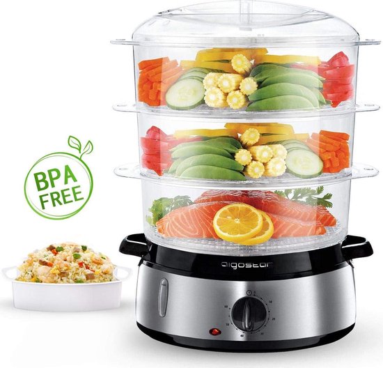 aigostar fitfoodie 30ina stoomkoker met geborsteld base van rvs