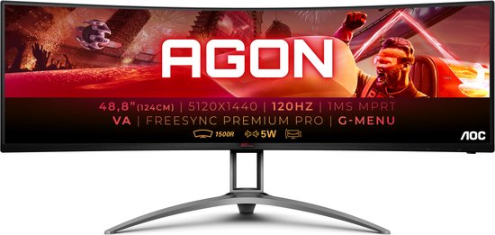aoc gaming ag493ucx dqhd va usb c 120hz gaming monitor 65w 49 inch
