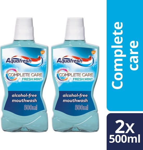 aquafresh complete care fresh mint mondwater voor frisse adem 2 x 500ml