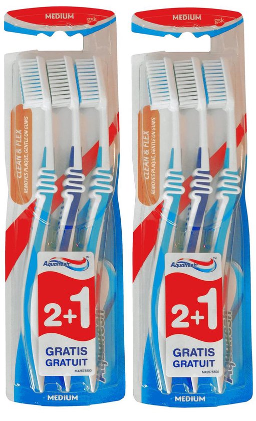 aquafresh tandenborstels clean flex medium 6 stuks