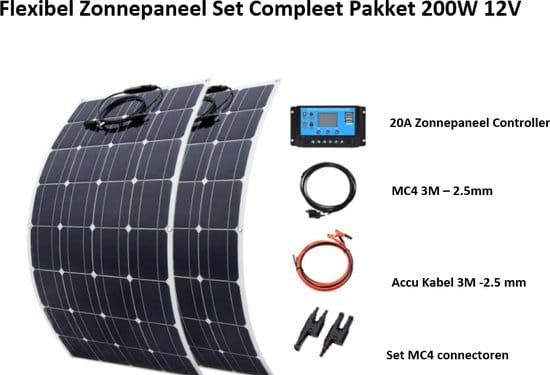 flexibel zonnepaneel set compleet pakket 200w ultradun lichtgewicht plug