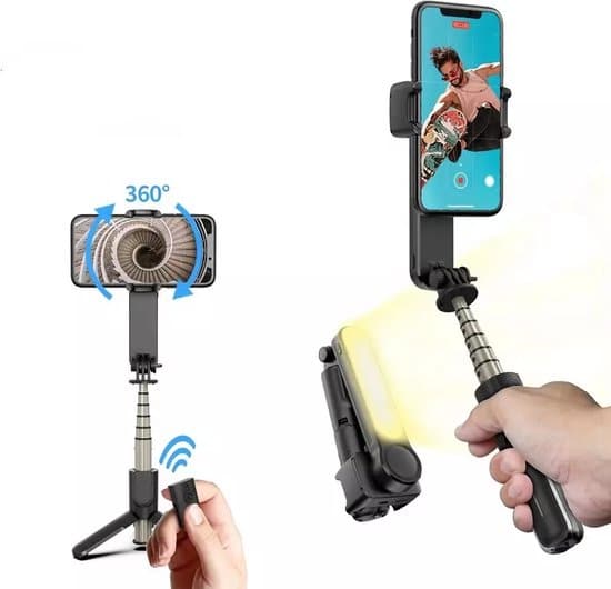 gimbal l09 gimbal smartphone led verlichting 360 graden selfiestick