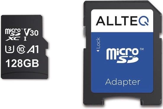 micro sd kaart 128 gb geheugenkaart sdxc v30 incl sd adapter allteq
