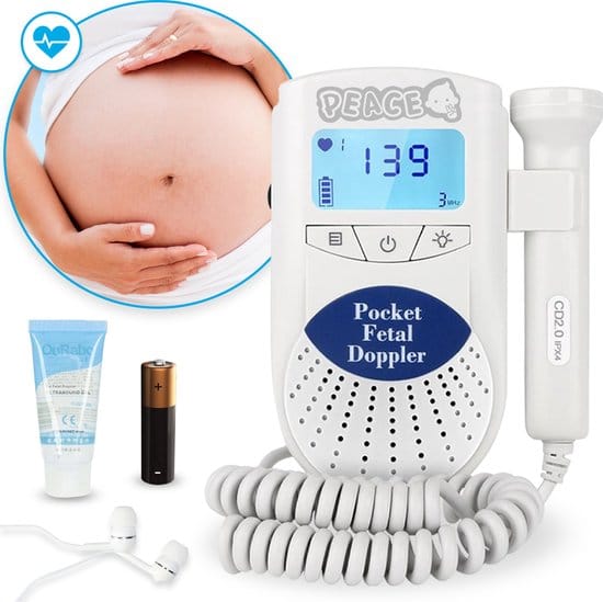 peace doppler baby hartje monitor hartslag meter blauw inclusief