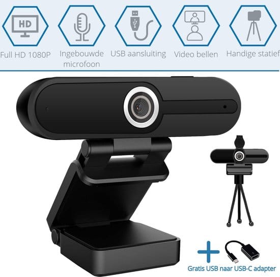 riffaa webcam voor pc met microfoon full hd webcam 1080p inclusief tripod