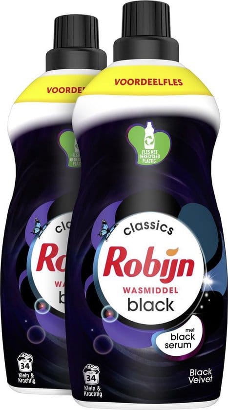robijn klein krachtig black velvet vloeibaar wasmiddel 2 x 34 wasbeurten