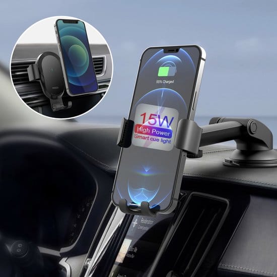 telefoonhouder auto met draadloze oplader infrarood sensor 15 watt