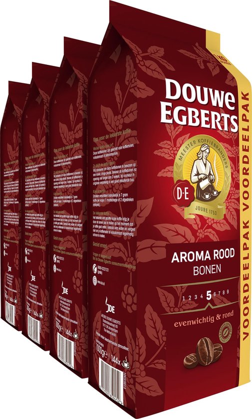 douwe egberts aroma rood koffiebonen 4 x 1000 gram extra grote verpakking
