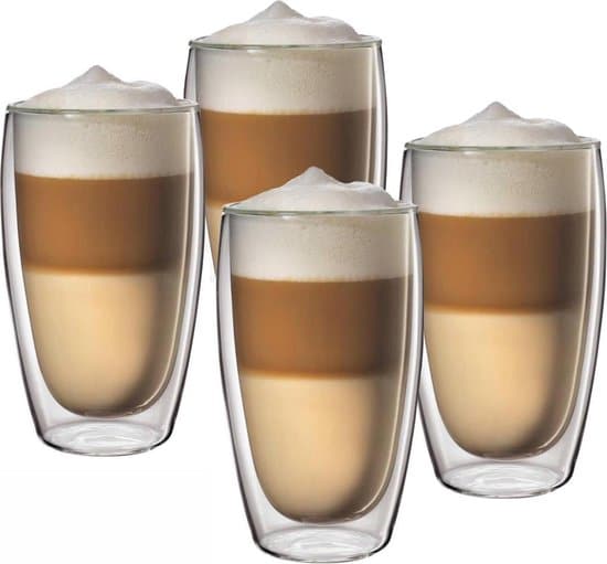 dubbelwandige glazen set van 4 stuks dubbelwandige cappuccino latte