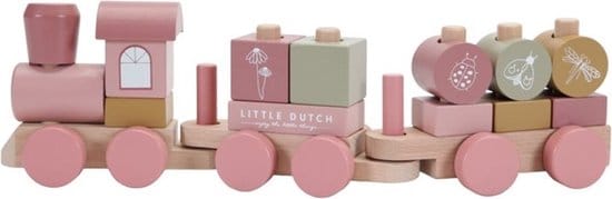 little dutch houten blokkentrein flowers