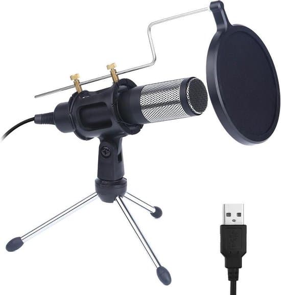 microfoon tafelmicrofoon condensor pop filter standaard usb zwart 1