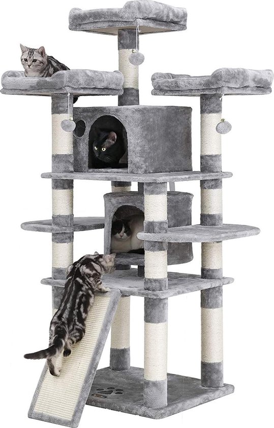 nancys xxl krabpaal voor katten kattenboom grijs 60 x 55 x 172 cm
