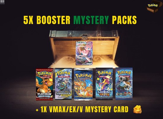 pokemon mystery booster box 5x packs 1x ex v gx secret rare