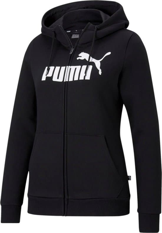 puma essential logo full zip dames hoodie maat