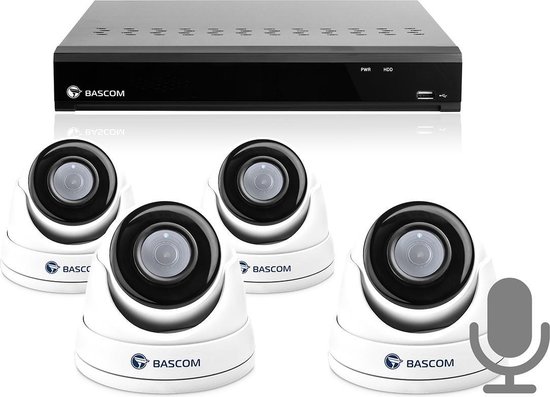 bascom camerasysteem met 4 beveiligingscamera s en een recorder full hd
