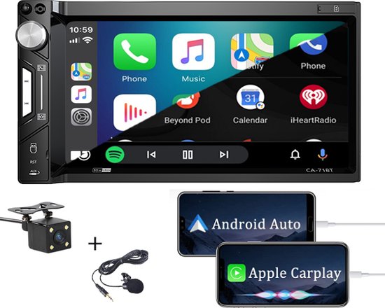 boscer autoradio 2din universeel apple carplay android auto 7 hd