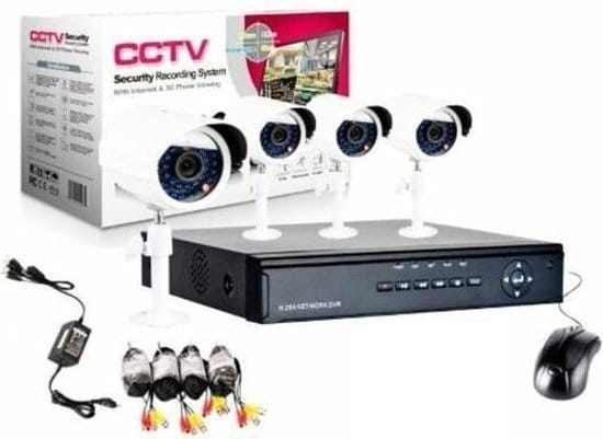 cctv dvr kit beveiligingscamera plug en play camerasysteem 4 cameras wit