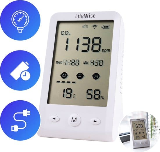 lifewise co2 meter binnen luchtkwaliteitmeter hygrometer thermometer