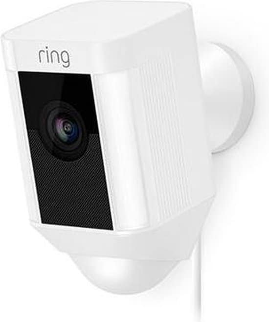ring spotlight cam plug in beveiligingscamera bedraad wit